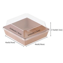 ROSPAKTEK 60 Pack Bakery Boxes - 4x4x2.5 Inch Charcuterie & Treat Boxes with Clear Lids - Perfect for Chocolate Covered Strawberries, Mini Cakes, Macarons & Party Favors