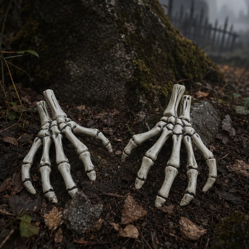 2Pcs Skeleton Hands, Plastic Skeleton Hands Halloween Decor