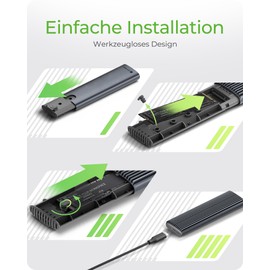 ICY BOX M.2 SSD/NVMe Enclosure, USB 3.2 (10Gbps), Tool Free, Cooling System, USB-C, USB-A, PCIe, M-Key, External, Plug & Play, NVMe Adapter, Aluminium, Black, IB-1808MCT-CU31