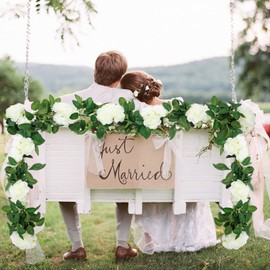 SHACOS 3pcs (6.0m) Artificial Flower Garland Artificial Rose Garland Artificial Flowers Rose Vine Garland Decorations Hanging Rose Garland for Wedding, Outdoor, Indoor, Garden, Arch, Party(White)