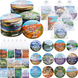Funnymoom 48 Pcs Christian Gifts for Women Mini Bible Verse Compact Mirror with Card Bag Inspirational Pocket Makeup Mirror Gifts for Mother's Day Church Group Sunday School Volunteers(Scene Color)