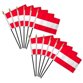 Austria 4x6in Stick Flag - 1 dozen pack