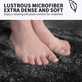 FIFU Bathroom Rugs Non Slip, Soft & Durable Bath Mats for Bathroom Floor, Machine Washable & Absorbent Bathmat 20x32 Inches Black