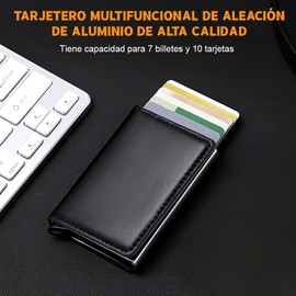 Tarjetero de Cuero para Hombre, RFID Bloqueo Antirrobo Tarjetero para Caballero Plegable, Capacidad para 6 Tarjetas de Crédito, Carteras para Hombre Regalo Regalos Navidad