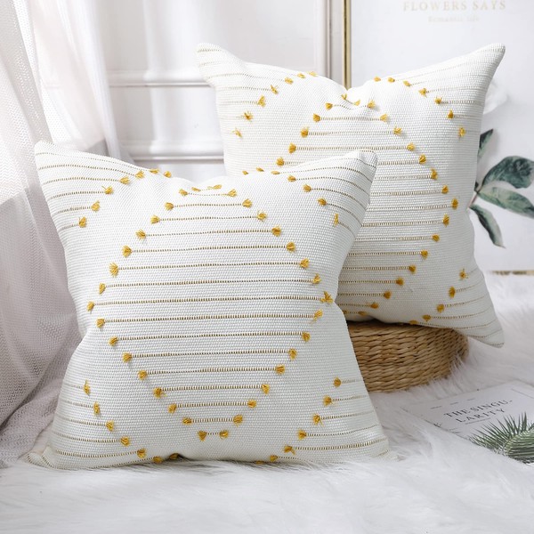 Set of 2 Cotton Knitted Boho Throw Pillow Covers 18
