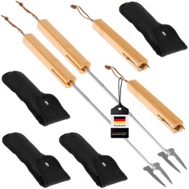 bremermann Telescopic Barbecue Forks Set of 2 Including Bag Stainless Steel and Bamboo Extendable for Marshmallow and Sausages (4)