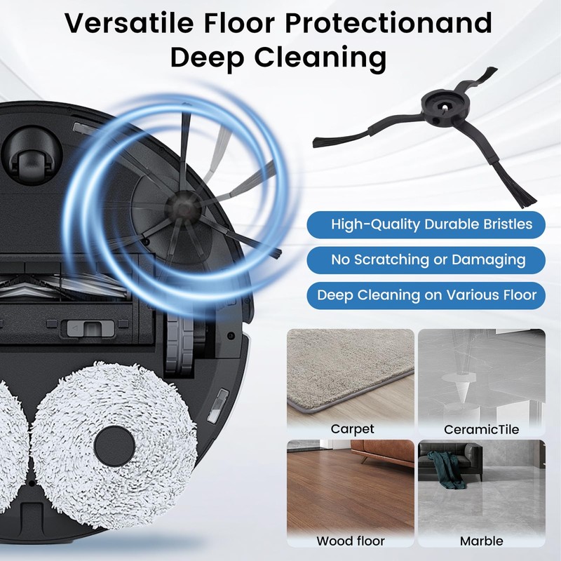12 Pieces Side Brush Accessories for Roborock Qrevo Series,S8 Pro