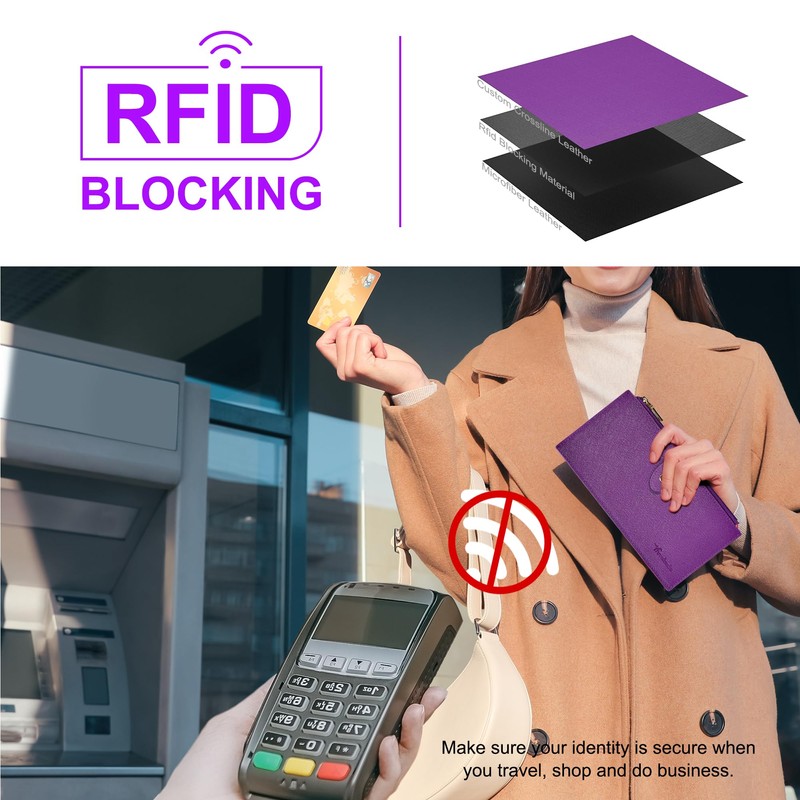 Travelambo RFID Wallet Women Large Size Bifold Multi Card Wallet