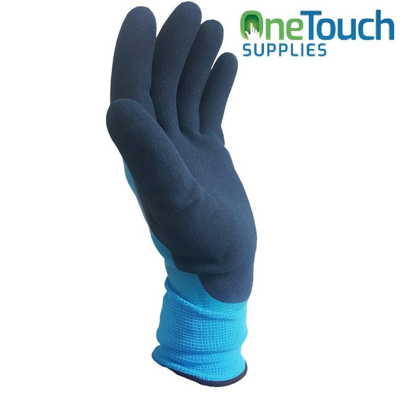 A406 6 Pairs Blue Waterproof Fully Latex Coated Nylon Safety