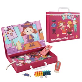 AOYITIDU Princess Magnetic Puzzle,Board Game, for Boys and Girls,Flying Chess,2 in 1 Educational Toy, Suitable for Kids Aged 3+ 3 4 5 6 7 8,Portable Traval Game,Dressing