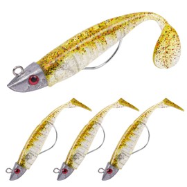 HOTUT 3D Eyes Soft Fishing Lure Paddle Tail Soft Fishing Lures, 3 Pcs Pre-Rigged Soft Fishing Lures, Sharp Single Hook Baits T Tail Artificial Bait Fishing for Sea Fishing Bass Pike Trout Perch