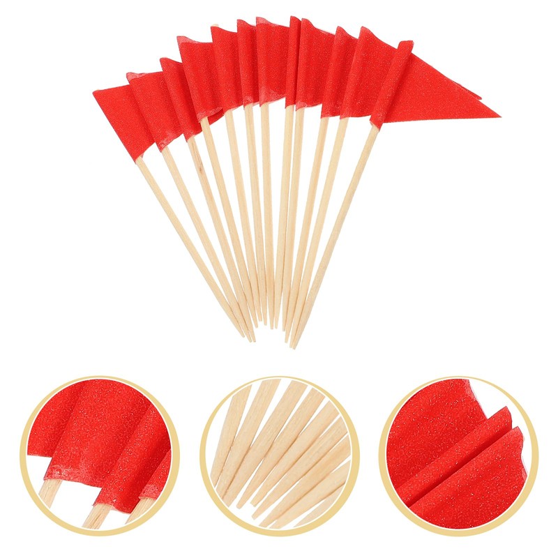 Gadpiparty Toothpick Flags Triangle Sticks 12pcs Cupcake Toppers Flags Cheese