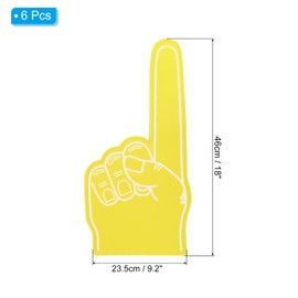 PATIKIL Giant Foam Finger 18 Inch, 6 Pack Number 1 DIY Blank Foam Hand Cheerleading Foam Fingers for Sports Events Games Party Supplies, Yellow, White Line