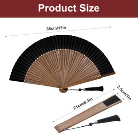 Grevosea Folding Hand Fan, Hand Fans for Women Foldable Nylon-Cloth Bamboo Vintage Retro Chines/Spanish Foldable Fan for Wedding Party Favor Performance Dance Home Decorations Festival Gift