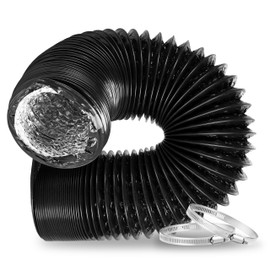 HealSmart Dryer Vent Hose, 6" Insulated Flexible 8FT Long Duct with 2 Clamps, Heavy-Duty Three-Layer Protection for Heating Cooling HVAC Ventilation, Black