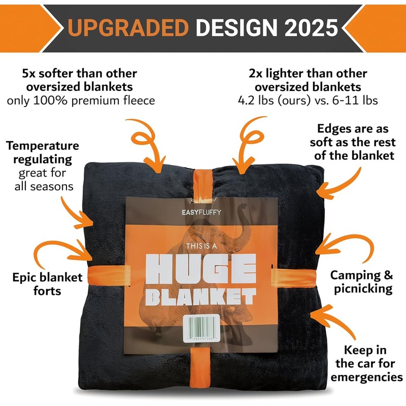 Big Oversized Blanket 120x120 Inches, Extra Soft, Lightweight, Worlds Biggest
