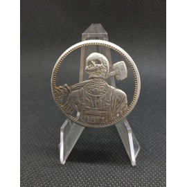 Hobo Cut Coin Skull John Henry Famous Railroad Builder History Fantasy Art Dollar Cosplay American Hobo Nickel EDC Token