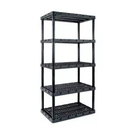MaxIt 36"x 74" x 24" 5 Shelf Black Resin Freestanding Utility Garage Storage Organizer