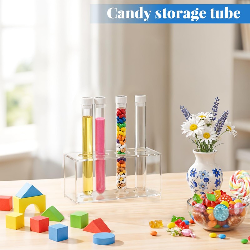 100 Pcs Plastic Test Tubes with Caps, 16x150mm(25ml) Plastic Tube,