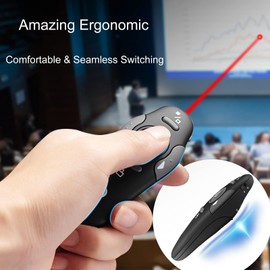 Hesdtcet Wireless Presentation Clicker for PowerPoint Presentations, USB Dongle Presenter Remote with Lase Pointer Slide Clickers for Mac/Windows/Linux, Computer/Laptop, Google Slide/PPT/Keynote