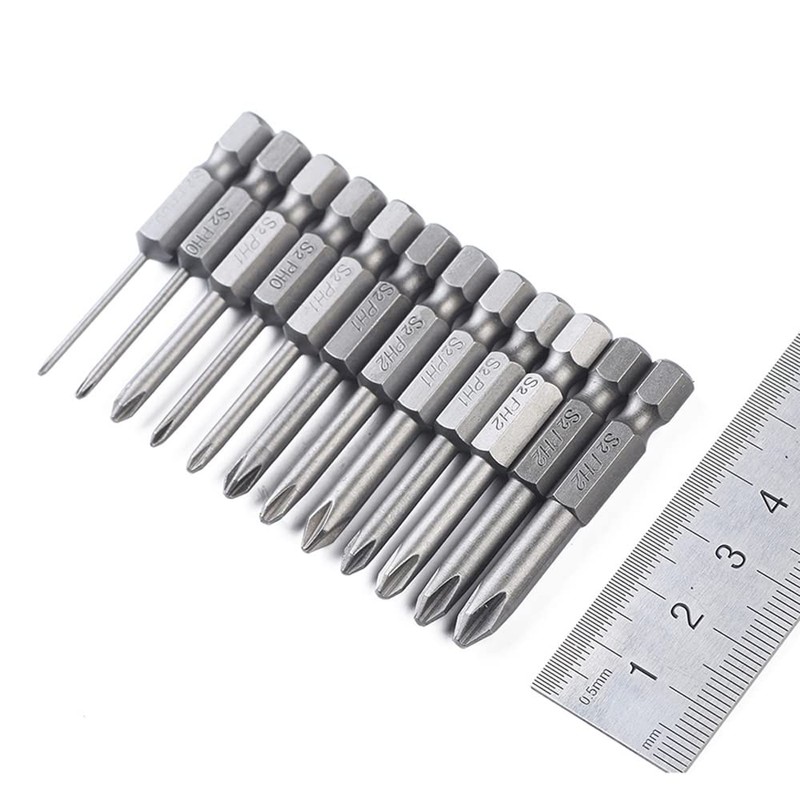 Fongmore 12Pcs 50mm Phillips Cross Head Screwdriver Bit Set 1/4