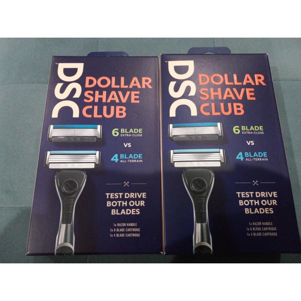 Lot of 2 Men's Dollar Shave Club Test Drive Blade Set 4 Blade & 6 Blade w/Handle