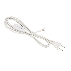 Creative Hobbies White Lamp Cord with Rotary Switch, Polarized Plug, Stripped Ends Ready for Wiring and Repairing Lamps - UL Listed Safe - 6 Foot (10)