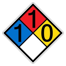 ComplianceSigns.com NFPA 704 1-1-0-0 Label Decal, 15 in. Vinyl for Hazmat, Made in USA