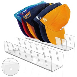 2 Pcs Organizador de Gorra de Béisbol, Porta Cachuchas de Acrilico, Soporte y Estante de Sombrero, Hat Organizer No Requiere Instalación, Portagorras Exhibiciónde y Acomodador para Clóset, Cambiador