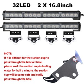 ASPL 2x16.8 inch Emergency Flashing LED Traffic Advisor Strobe Light Bar 32LED 26 Flash Patterns Interior Safety Warning Lights (Amber)