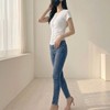 Shirred/Round-Neck/Short-Sleeve Tee