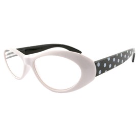 FUSHIDA R678 Polka Dot Fashion Reading Glasses for Women White-Black 3.00