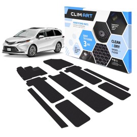 CLIM Art All-Weather Car Floor Mats Compatible with Toyota Sienna 2021-2025, Custom-Fit Heavy-Duty Floor Liners for Cars & SUVs, Car Accessories for Men & Women, Black - FL011102125
