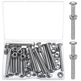 M6 Carriage Bolts M6 x 60 mm, Carriage Bolts Nuts Set, Gate Hinge Screws, Round-Head Screws with Square Neck, DIN 603 Half Round Head Square Lock Screws with Flange Nuts, Pack of 21