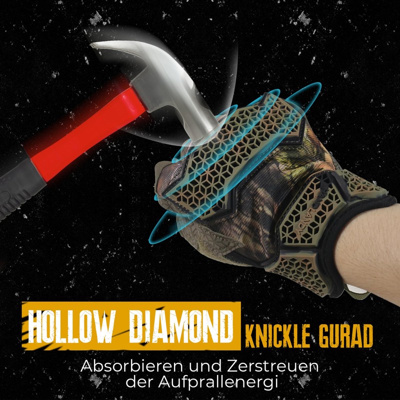 HANDLANDY Fingerless Work Gloves for Men, Padded Mechanics Gloves, Grip