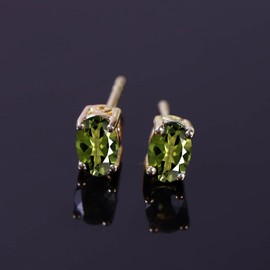 SHOP LC 925 Sterling Silver Moldavite Stud Earrings for Women Yellow Gold Plated Green Ct 0.8 Christmas Gifts for Women