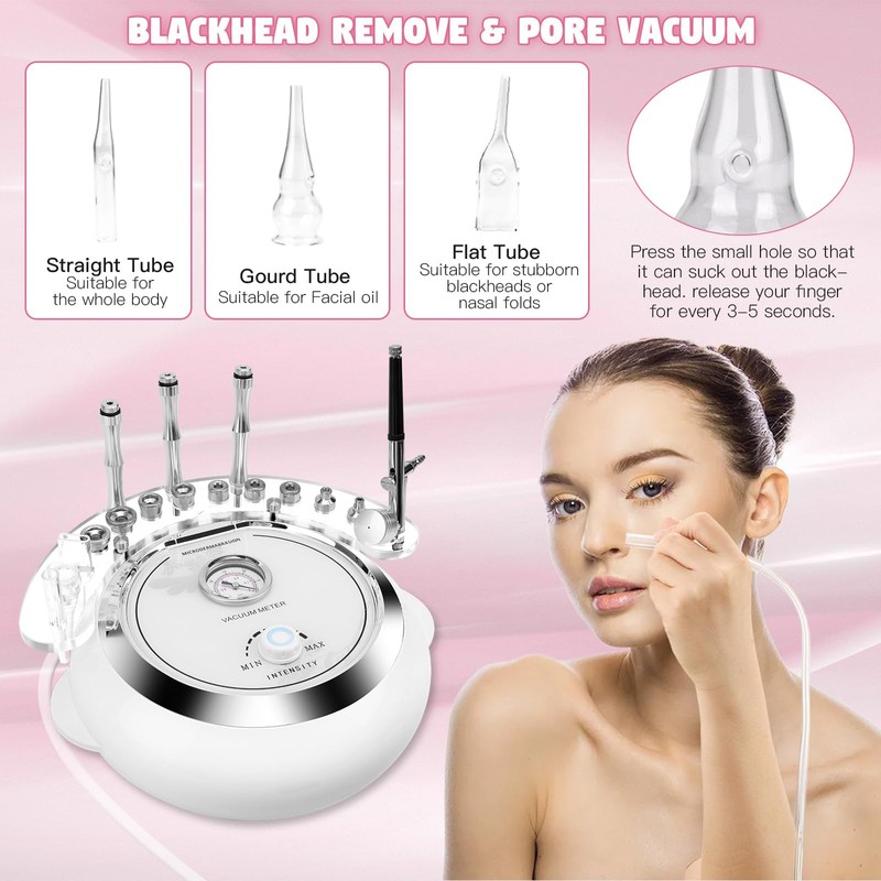 Updated 3 in 1 Microdermabrasion Machine, Professional 65-68cmhg Vacuum Suction