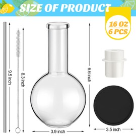 Copkim 25 Pcs Lab Flask Chemistry Drinking Glasses, 6 Set 8.5 oz Chemistry Glasses Gift Clear Novelty Tumbler Scientific Beaker Mugs Flasks for Teacher Laboratory Staff(Distilling Flask)