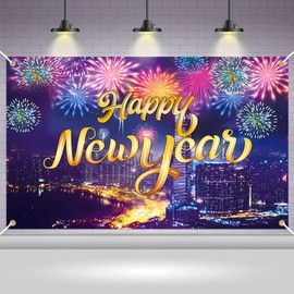 TOPJOWGA Happy New Year Banner 2025, New Year's Eve Decoration Banner, New Year's Eve Party Decoration for New Year's Eve Party Celebration Decoration, Background Banner Happy New Year Party