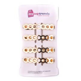 Mytoptrendz® 4 pcs Small Hair Barrettes Clips Slim Cut out Flat Metal Slides Grips Hair Accssories (Style 3- Gold)