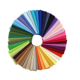Luckwaii 50PCS Coloured Felt Fabric Sheets 25x25cm Quilting Fabrics Squares Bundle Fat Quarters Solid Colors Pure Cotton Material for Sewing & Quilting Beginners DIY Craft Quilten Doll Clothing