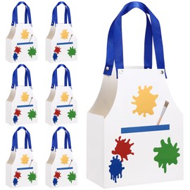 Maitys 16 Pack Apron Shape Art Paint Party Favor Bags Colorful Paint Splatter Paper Goodie Treat Bag with Handle for Art Themed Birthday Party Back to School Gift Baby Shower Supplies