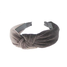 Women's Soft Velvet Evening Winter Headband Alice Band Top Knot (Brown)