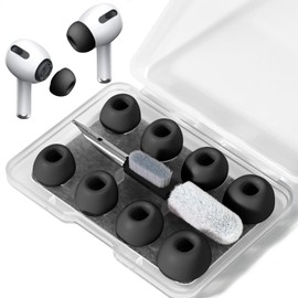 YOKRWO 4-Pair Replacement Ear Tips for AirPods Pro & AirPods Pro 2nd Generation with Noise Reduction Hole,Fit in The Charging Case,Anti Slip Soft Ear Tips Compatible Airpods Pro/Pro 2 (Black)