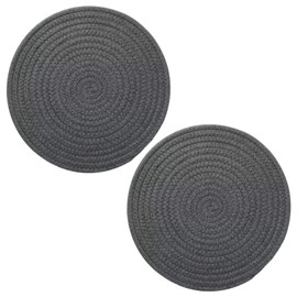 FUNLAVIE 2 PCS Hot Pads Trivits for Table Pure Cotton Thread Weave Round Hot Pot Holders for Cooking Diameter 11.8 Inches