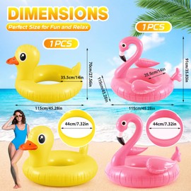ShinyRelief 2 Pack Flamingo and Duck Pool Floats, 45 Inch for Adults