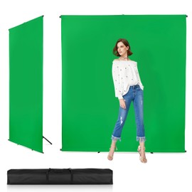 Green Screen Backdrop Kit, Huzofexo 6.5x6.5ft Stable Photography Greenscreen Support Stand Kit Chromakey Background with Carrying Bag & Clamps for Photo Studio, Product Portrait, Streaming, Gaming