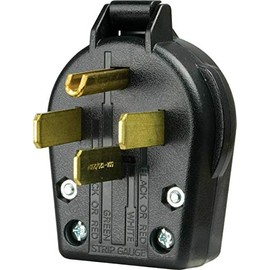 Legrand Pass & Seymour 3867CC6 50 Amp 125/250V 3 Pole 4 Wire Range Angle Plug, NEMA 14 50P, Black (1 Count)