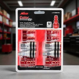 Colorfit by Milton Coupler & Plug Kit (M-Style) with Rubber Bumpers – 1/4" NPT Quick Connect Hose Fittings for Air Tools & Compressors - 14-Piece