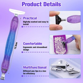 ZYNERY 18 PCS Diamond Painting Pens Kit, Metal Tips & Resin Drill Pens, Diamond Painting Tools Accessories with Anti-slip Mat, Tray, Clay - Ideal for DIY Craft, Diamond Art Lovers & Beginners (Purple)